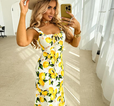 VESTIDO ESTAMPADO AMARILLO FRUTAL