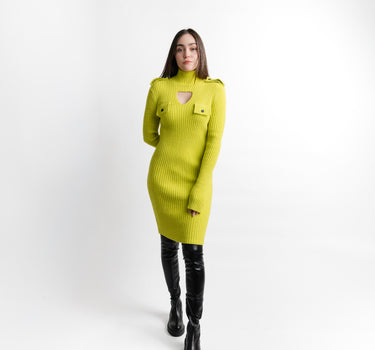 Kloer Knit Dress Verde Lima - Vista frontal