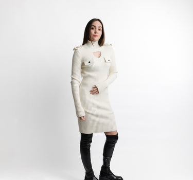 Kloer Knit Dress Crema - Vista frontal