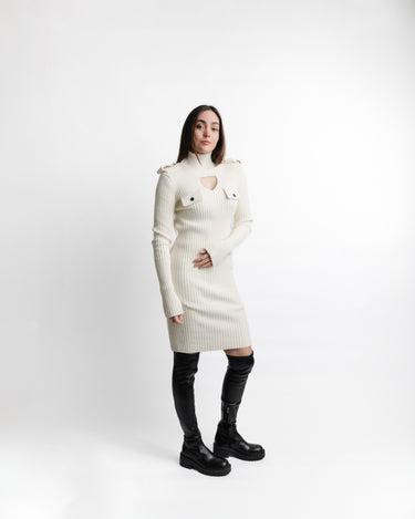 Kloer Knit Dress Crema - Vista frontal