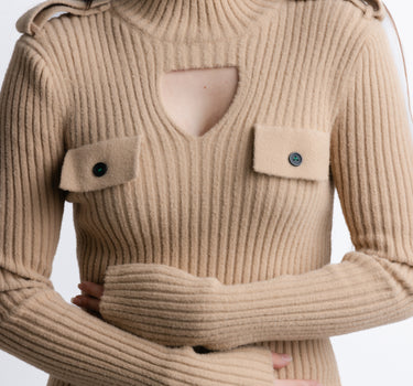 Kloer Knit Dress Beige - Vista frontal