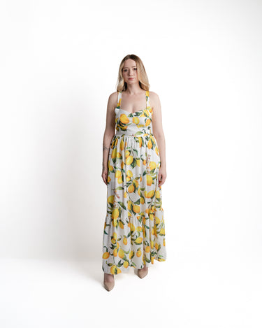 Lemon Blossom Maxi Dress - Vista frontal completa