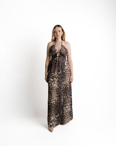 Serena Leopard Maxi Dress vista frontal