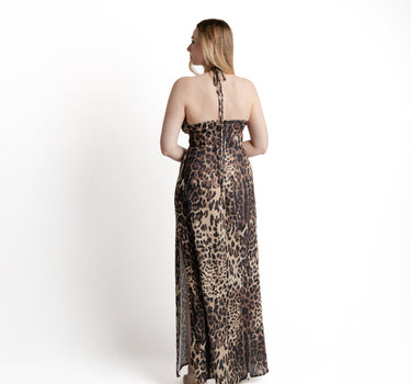 Serena Leopard Maxi Dress vista trasera