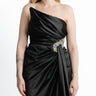Noir Crystal Drape Gown detalle frontal